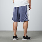 Mesh Panel Basketball Short // Navy + Heather Grey (XL)