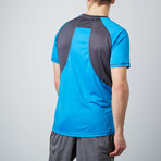 Raglan Mesh Panel T-Shirt // Blue + Charcoal (M)