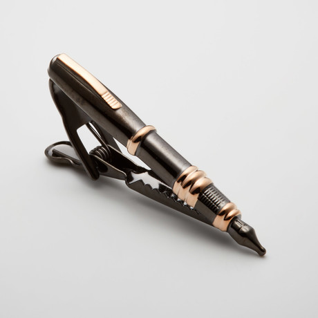Fountain Pen Tie Clip // Black + Bronze