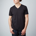 Basic V-Neck Tee // Black (L)