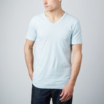 Basic V-Neck Tee // Light Blue (XL)