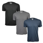 Tri-Blend Crew Neck Tee // Vintage Black + Navy + Grey // Pack of 3 (L)