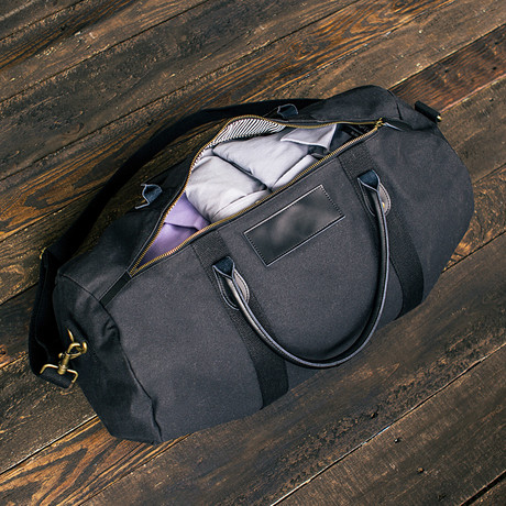 Canvas + Leather Duffle Bag (Navy)