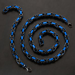 Byzantine Chain Bracelet + Necklace Set // Black and Blue IP