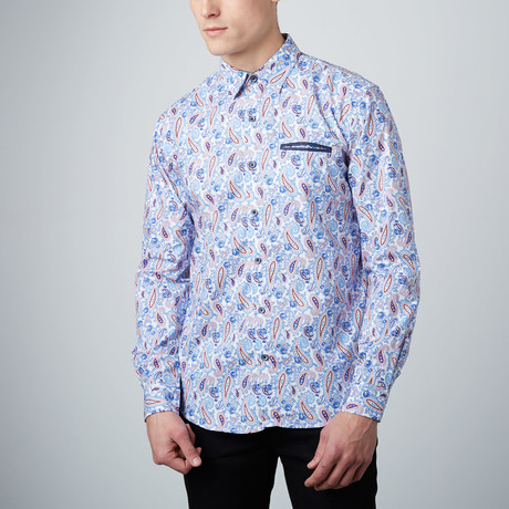 Groovy Paisley Button-Up Shirt // Blue (S)