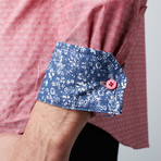 Floral Cuff Button-Up Shirt // Red (M)
