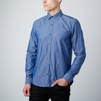 Far Out Paisley Cuff Button-Up Shirt // Blue (S)