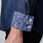 Starry Sky Cuff Button-Up Shirt // Dark Blue (L)