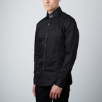 Retro Paisley Cuff Button-Up Shirt // Black (S)