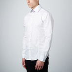 Flower Power Cuff Button-Up Shirt // White + Lavender (XL)