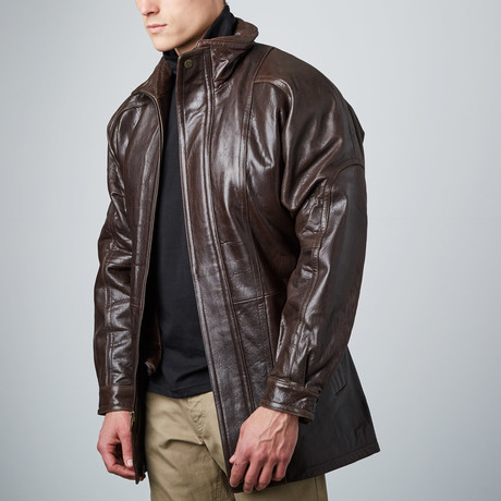 Pebbled Belted Coat // Brown (M)