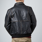 Distressed leather Bomber // Black (4X)