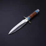 D2 Combat Turquoise + Walnut + Leather Dagger