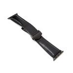 Crocodile Embossed Apple Watch Strap // Black (38mm // Space Black Stainless Steel Clasp)