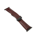 Alligator Embossed Apple Watch Strap // Brown (38mm-40mm // Space Black Stainless Steel Clasp)