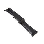 Ostrich Embossed Apple Watch Strap // Black (38mm-40mm // Space Black Stainless Steel Clasp)