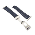 Alligator Embossed Apple Watch Strap // Blue (38mm-40mm // Space Black Stainless Steel Clasp)