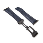 Alligator Embossed Apple Watch Strap // Blue (38mm-40mm // Space Black Stainless Steel Clasp)