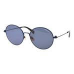 Oversized Round Sunglasses // Blue Semi Matte