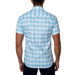 Short-Sleeve Button-Up // Blue + White (S)