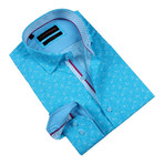 Paisley Party Button-Up Shirt // Turquoise (L)