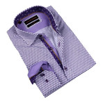 Eyelet Print Button-Up Shirt // Purple (M)