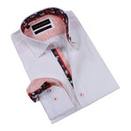 Paisley Burlap Cuff Button-Up Shirt // White (2XL)