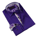 Retro Vine Cuff Button-Up Shirt // Purple (S)