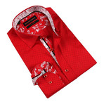 Retro Vine Cuff Button-Up Shirt // Red (S)