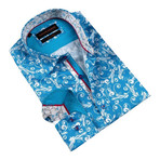 Retro Vine Button-Up Shirt // Turquoise (L)