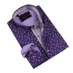 Paisley Party Button-Up Shirt // Purple (S)