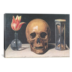 Vanitas Still Life With A Tulip, Skull And Hour-Glass // Philippe de Champaigne // c. 1660s (26"W x 18"H x .75"D)