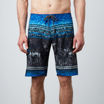 Harrison Printed Board Short // Blue (S)