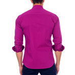 Dotted Button-Up Shirt // Fuschia + Navy (M)