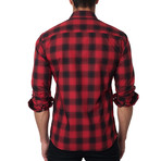 Plaid Long-Sleeve Button-Up // Red + Black (M)