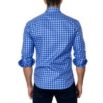 Plaid Long-Sleeve Button-Up // Blue (M)
