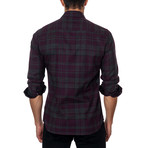 Plaid Long-Sleeve Button-Up // Dark Purple + Grey (XL)