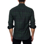Plaid Long-Sleeve Button-Up // Green + Navy (L)