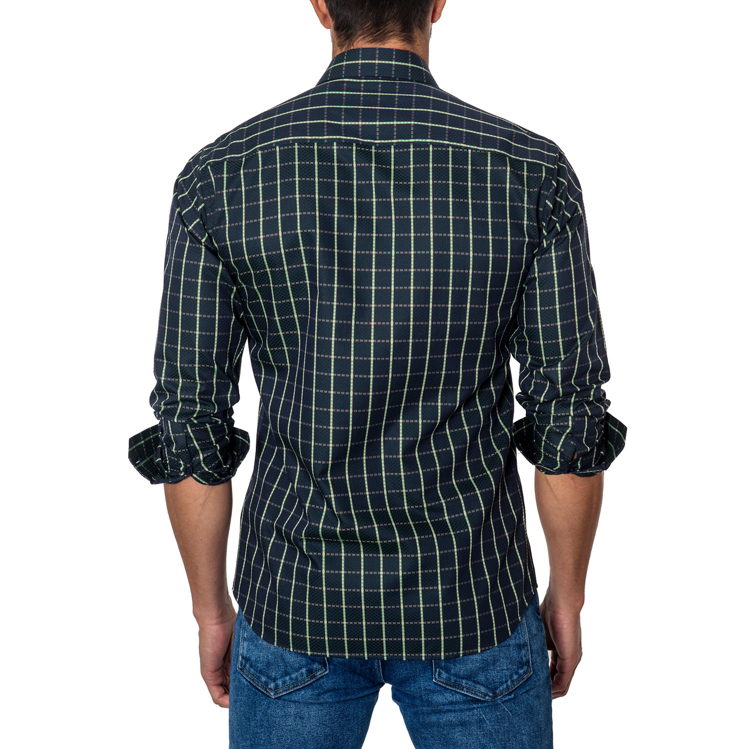 Checkered Long-Sleeve Button-Up // Navy + Green (S) - Unsimply Stitched ...