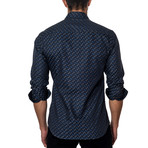 Printed Long-Sleeve Button-Up // Dark Blue (L)