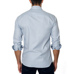 Long-Sleeve Button-Up // White + Blue (S)
