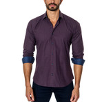 Long-Sleeve Button-Up // Navy + Red (M)