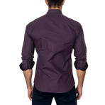 Long-Sleeve Button-Up // Navy + Red (M)