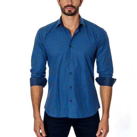 Long-Sleeve Button-Up // Blue + Navy (S)