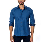 Long-Sleeve Button-Up // Blue + Navy (L)
