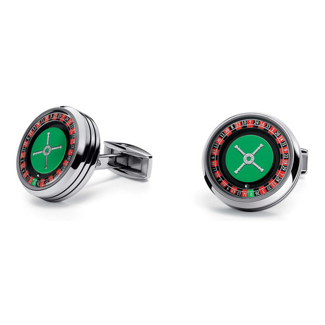 Roulette Cufflinks // Silver + Green
