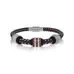 Brown Leather Bracelet + Steel Wires