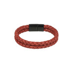 Double Row Leather Bracelet // Red