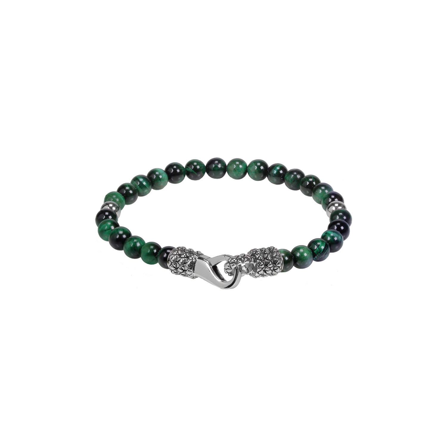 6mm Tiger Eye Bead Bracelet // Green - A.R.Z Steel - Touch of Modern
