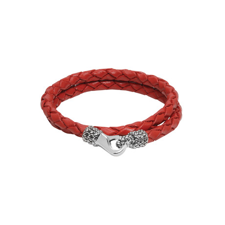 Leather Wrap Bracelet // Red